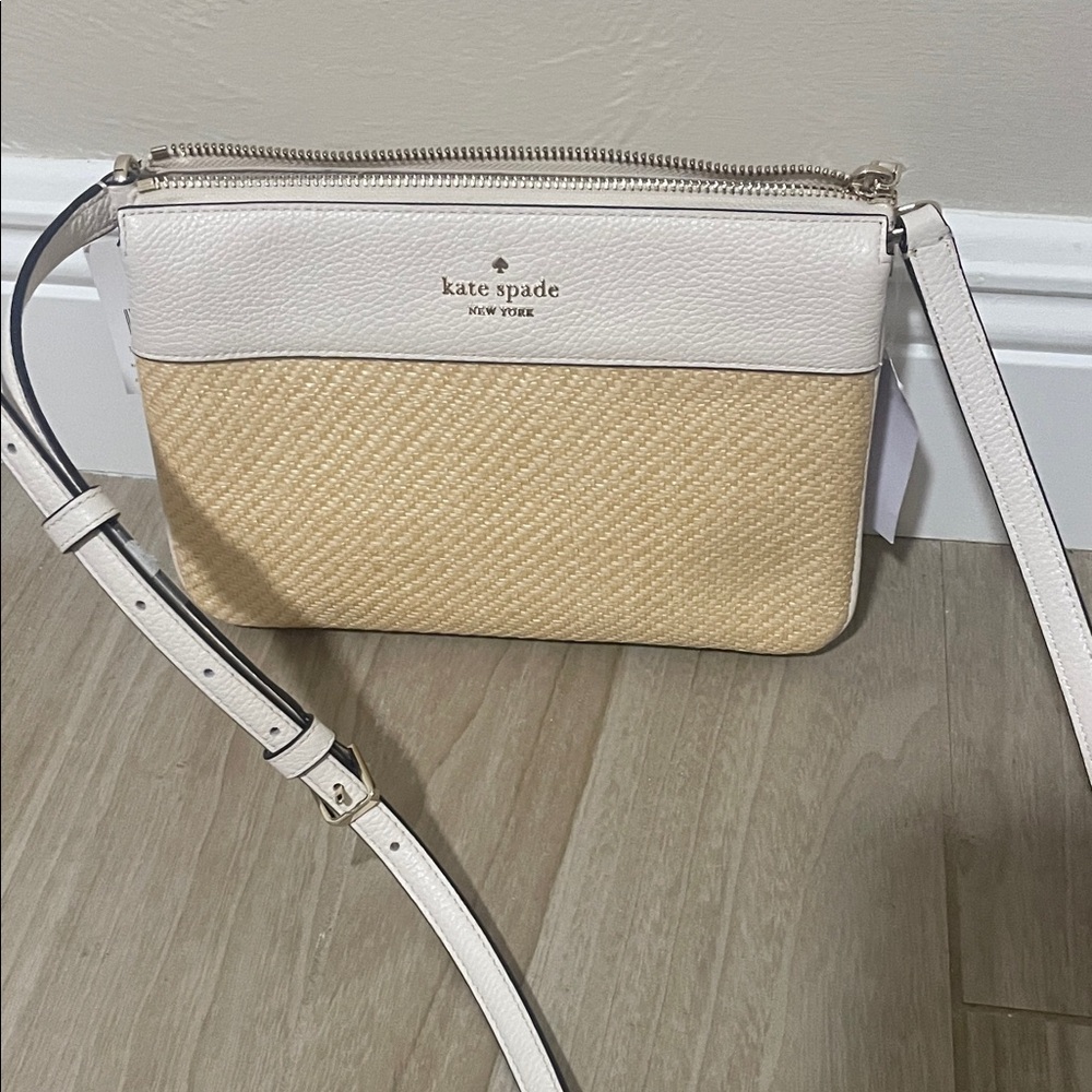 New  Kate Spade White and Tan Crossbody Bag